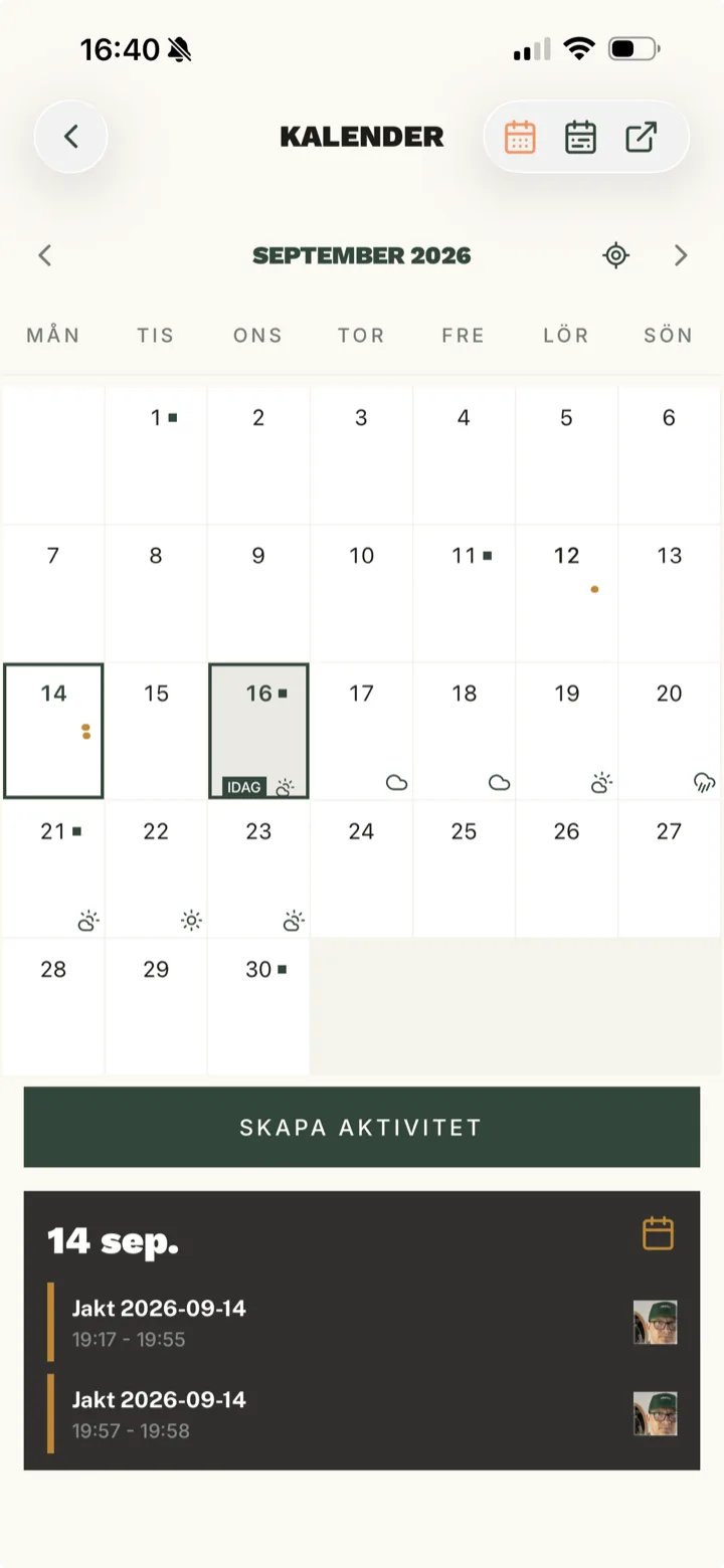Jaktkalender i Jaktli-appen
