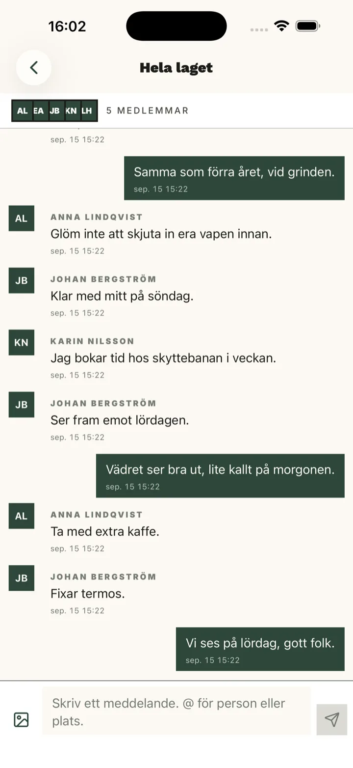 Chatt i Jaktli-appen