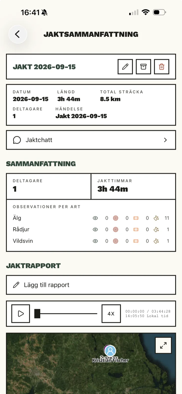 Jaktlogg och avskjutning i Jaktli-appen
